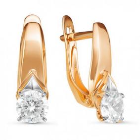 Золотые серьги КЮЗ Del'ta D126660 с фианитом D126660 фото