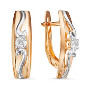 Золотые серьги КЮЗ Del'ta D126668 с фианитом D126668 фото