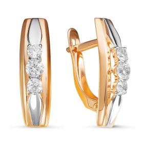 Золотые серьги КЮЗ Del'ta D126670 с фианитом D126670 фото