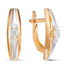 Золотые серьги КЮЗ Del'ta D126674 с фианитом D126674 фото