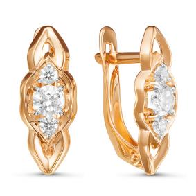 Золотые серьги КЮЗ Del'ta D126678 с фианитом D126678 фото