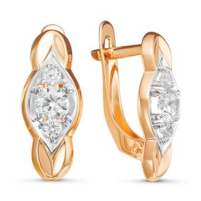 Золотые серьги КЮЗ Del'ta D126680 с фианитом D126680 фото