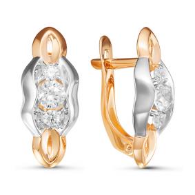 Золотые серьги КЮЗ Del'ta D126683 с фианитом D126683 фото