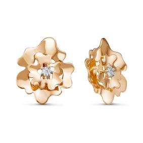 Золотые серьги КЮЗ Del'ta D126684 с фианитом D126684 фото