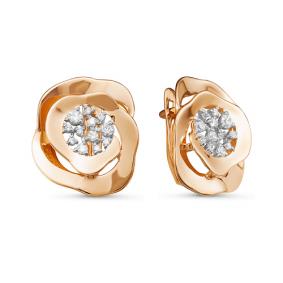 Золотые серьги КЮЗ Del'ta D126705 с фианитом D126705 фото
