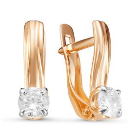 Золотые серьги КЮЗ Del'ta D126712 с фианитом D126712 фото