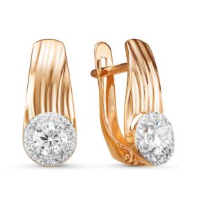 Золотые серьги КЮЗ Del'ta D126716 с фианитом D126716 фото