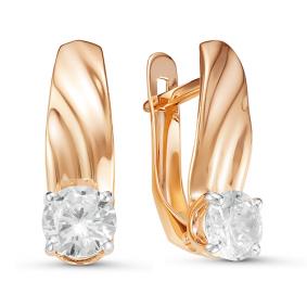 Золотые серьги КЮЗ Del'ta D126722 с фианитом D126722 фото