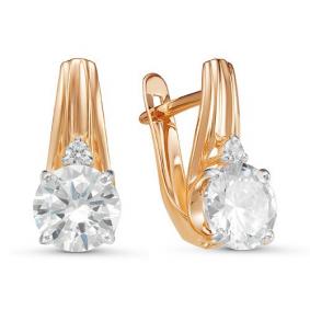 Золотые серьги КЮЗ Del'ta D126736 с фианитом D126736 фото