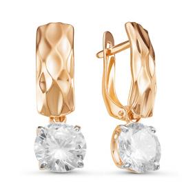 Золотые серьги КЮЗ Del'ta D126741 с фианитом D126741 фото