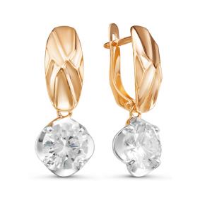 Золотые серьги КЮЗ Del'ta D126744 с фианитом D126744 фото