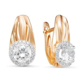 Золотые серьги КЮЗ Del'ta D126745 с фианитом D126745 фото