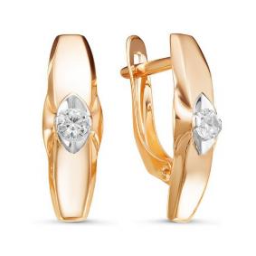 Золотые серьги КЮЗ Del'ta D126750 с фианитом D126750 фото