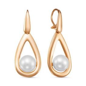 Золотые серьги КЮЗ Del'ta D126847 с жемчугом D126847 фото