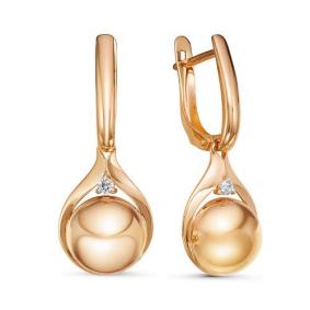 Золотые серьги КЮЗ Del'ta D126884 с фианитом D126884 фото