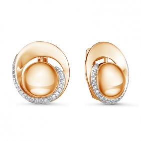 Золотые серьги КЮЗ Del'ta D126887 с фианитом D126887 фото