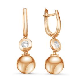 Золотые серьги КЮЗ Del'ta D126889 с фианитом D126889 фото