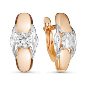 Золотые серьги КЮЗ Del'ta D126907 с фианитом D126907 фото