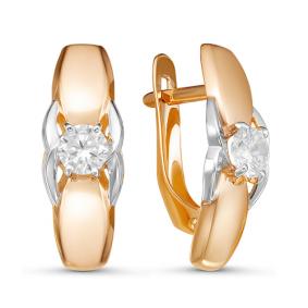 Золотые серьги КЮЗ Del'ta D126908 с фианитом D126908 фото