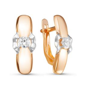 Золотые серьги КЮЗ Del'ta D126909 с фианитом D126909 фото