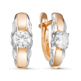 Золотые серьги КЮЗ Del'ta D126961 с фианитом D126961 фото