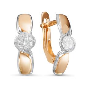 Золотые серьги КЮЗ Del'ta D126964 с фианитом D126964 фото