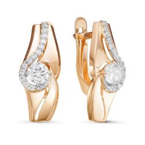 Золотые серьги КЮЗ Del'ta D126965 с фианитом D126965 фото