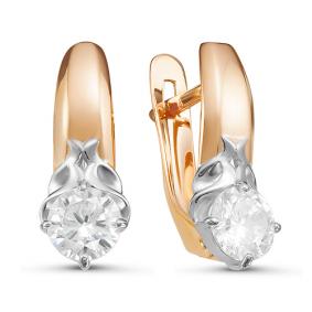 Золотые серьги КЮЗ Del'ta D126974 с фианитом D126974 фото