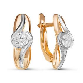 Золотые серьги КЮЗ Del'ta D126981 с фианитом D126981 фото