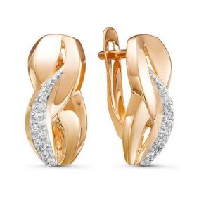 Золотые серьги КЮЗ Del'ta D126985 с фианитом D126985 фото