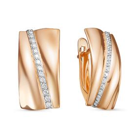 Золотые серьги КЮЗ Del'ta D127011 с фианитом D127011 фото