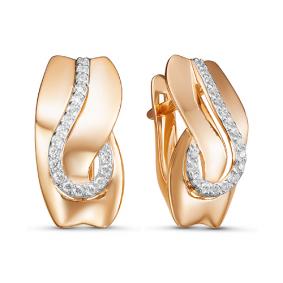 Золотые серьги КЮЗ Del'ta D127013 с фианитом D127013 фото