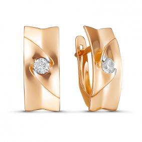 Золотые серьги КЮЗ Del'ta D127017 с фианитом D127017 фото
