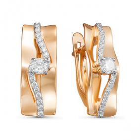 Золотые серьги КЮЗ Del'ta D127020 с фианитом D127020 фото