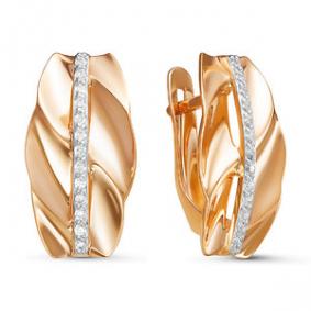 Золотые серьги КЮЗ Del'ta D127023 с фианитом D127023 фото