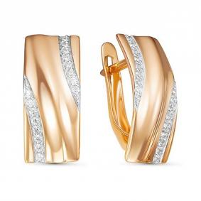 Золотые серьги КЮЗ Del'ta D127025 с фианитом D127025 фото