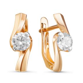 Золотые серьги КЮЗ Del'ta D127030 с фианитом D127030 фото