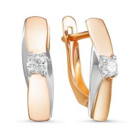 Золотые серьги КЮЗ Del'ta D127031 с фианитом D127031 фото