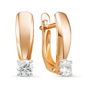 Золотые серьги КЮЗ Del'ta D127032 с фианитом D127032 фото