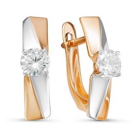 Золотые серьги КЮЗ Del'ta D127041 с фианитом D127041 фото