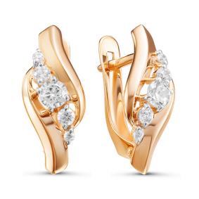 Золотые серьги КЮЗ Del'ta D127044 с фианитом D127044 фото