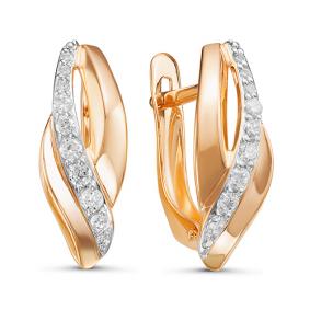 Золотые серьги КЮЗ Del'ta D127045 с фианитом D127045 фото