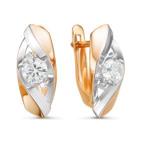 Золотые серьги КЮЗ Del'ta D127047 с фианитом D127047 фото