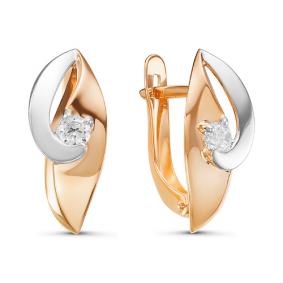 Золотые серьги КЮЗ Del'ta D127048 с фианитом D127048 фото
