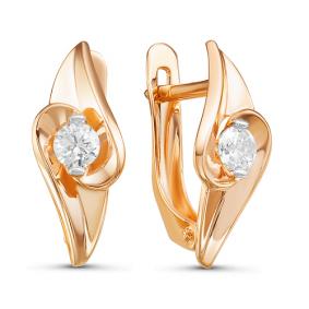 Золотые серьги КЮЗ Del'ta D127053 с фианитом D127053 фото