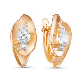 Золотые серьги КЮЗ Del'ta D127054 с фианитом D127054 фото