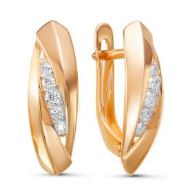 Золотые серьги КЮЗ Del'ta D127055 с фианитом D127055 фото