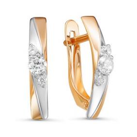 Золотые серьги КЮЗ Del'ta D127059 с фианитом D127059 фото