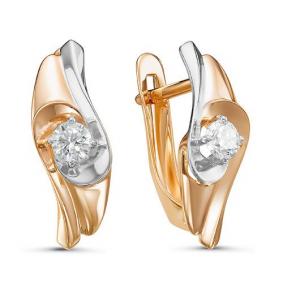 Золотые серьги КЮЗ Del'ta D127062 с фианитом D127062 фото