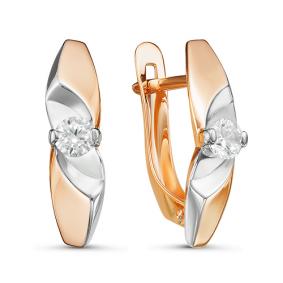 Золотые серьги КЮЗ Del'ta D127064 с фианитом D127064 фото